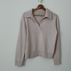 Athleta Alpine Cashmere Wool Pullover Collar Sweater Top Size Medium M Creme